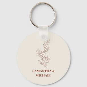 Porte-clés Terre cuite Ivoire Beige Lierre Fleur Mariage Mini