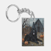 Porte-clés Terre-Neuve Citrouille Halloween effroi (Devant gauche)