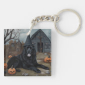 Porte-clés Terre-Neuve Citrouille Halloween effroi (Dos)