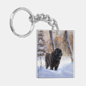 Porte-clés Terre-Neuve Laissons neiger Noël (Devant gauche)