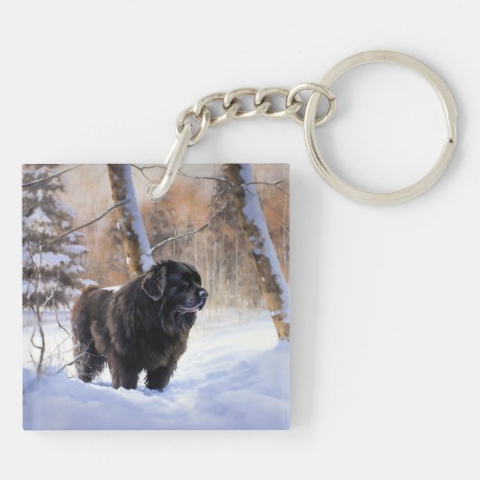 Porte-clés Terre-Neuve Laissons neiger Noël (Dos)