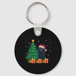 Porte-clés Terre-Neuve moche Santa Hat Christmas Lights Chien