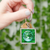 Porte-clés Terre verte - conscience écologique (main)
