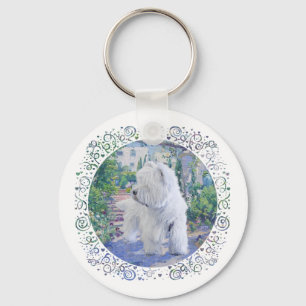 Porte-clés Terrier blanc de West Highland dans un jardin