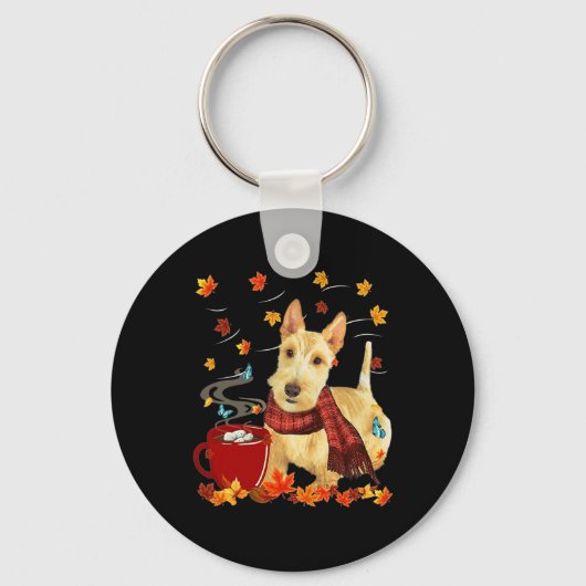 Porte-clés Terrier écossais roux - Automne - Chocolat - Chaud (Recto)