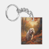 Porte-clés Terrier tibétain à l'automne Feuilles automne Insp (Devant gauche)