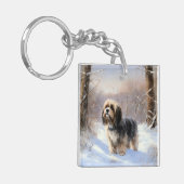 Porte-clés Terrier Tibétain Laissons Il Neige Noël (Devant gauche)