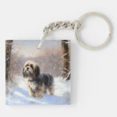 Porte-clés Terrier Tibétain Laissons Il Neige Noël (Dos)