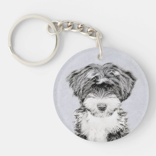 Porte-clés Terrier tibétain peignant - art original mignon de (Devant)