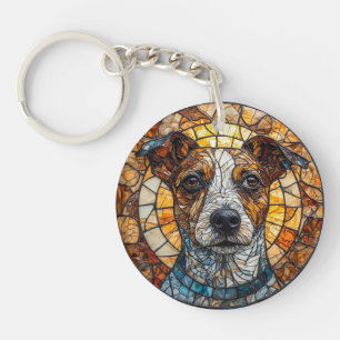Porte-clés Tervier Jack Russell coloré en mosaïque