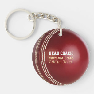 Porte-clés Test Match Red Cricket Ball avec texte personnalis