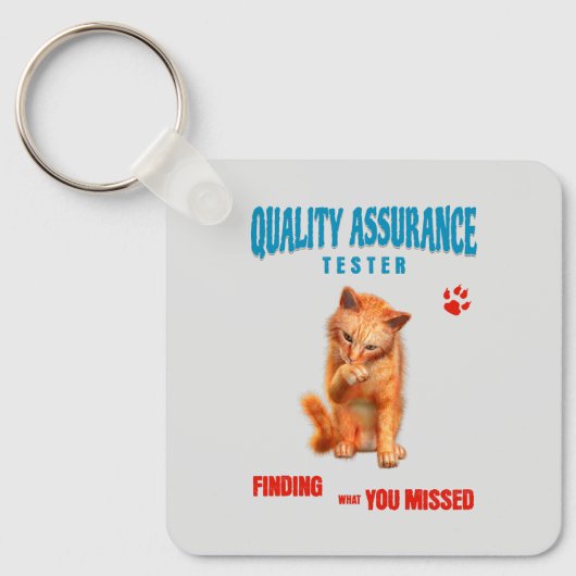 Porte-clés Testeur QA Humour Félin (Recto)