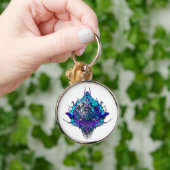 Porte-clés Tête Alien - bleu et violet (Main)