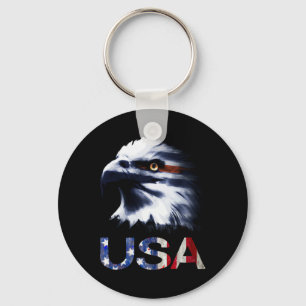 Porte-clés Tête d'aigle patriotique des États-Unis - 4 juille