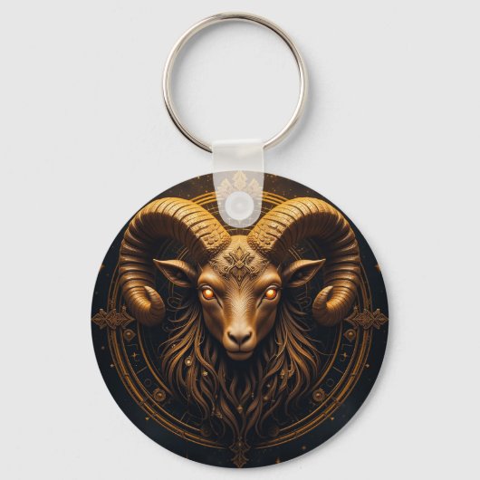 Porte-clés Tête de bélier dorée ornée (Recto)