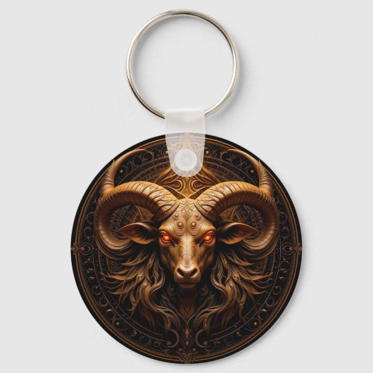 Porte-clés Tête de bélier dorée ornée (Recto)