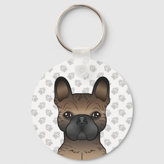 Porte-clés Tête de Bouledogue Français Bringé / Frenchie Chie (Recto)