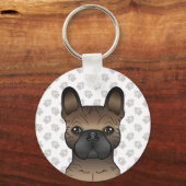 Porte-clés Tête de Bouledogue Français Bringé / Frenchie Chie (Recto)