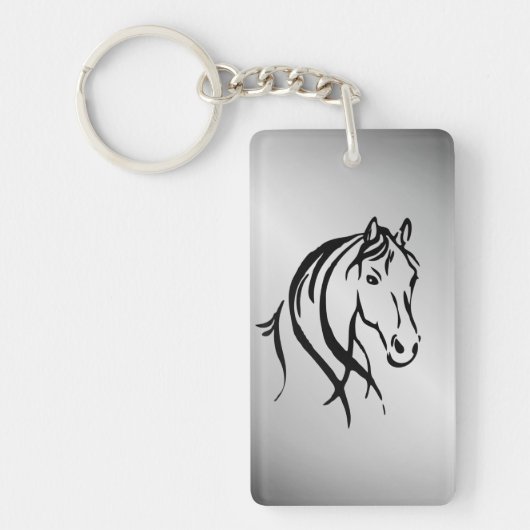 Porte-clés Tête de cheval sur argent (Devant)