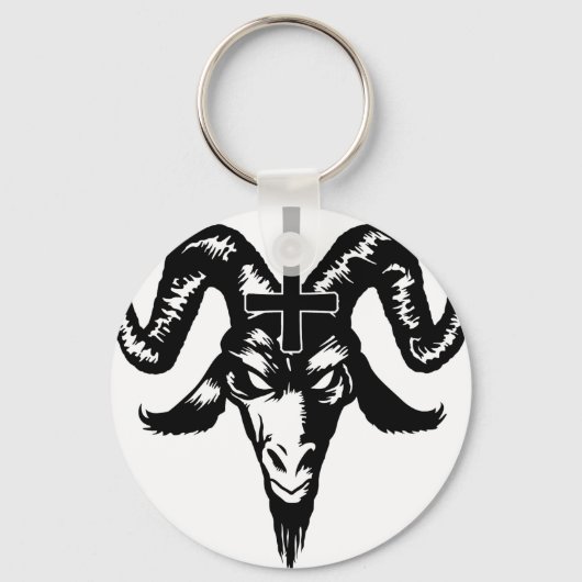 Porte-clés Tête de chèvre satanique avec croix (noir) (Recto)