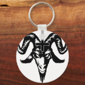 Porte-clés Tête de chèvre satanique avec croix (noir) (Recto)