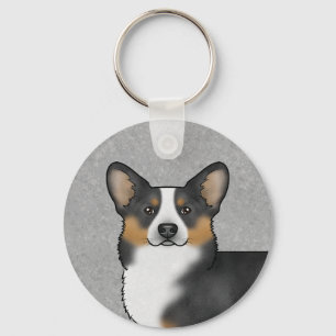 Porte-clés Tête de chien Corgi Gallois Pembroke tricolore noi