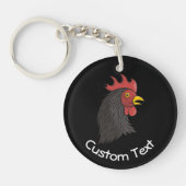 Porte-clés Tête de Coq Noir (Devant)