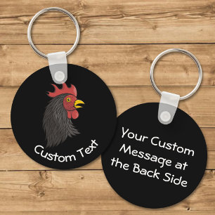 Porte-clés Tête de Coq Noir