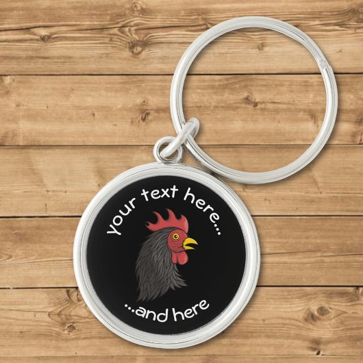 Porte-clés Tête de Coq Noir