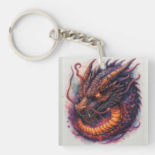 Porte-clés Tête de dragon aux yeux féroces