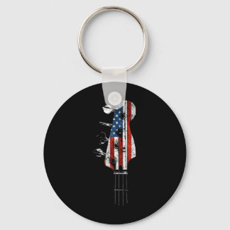 Porte-clés Tête de guitare B Drapeau Usa Pour Bist Et Joueur