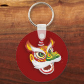 Porte-clés Tête de lion chinoise - Rouge (Recto)