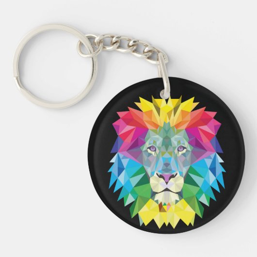 Porte-clés Tête de lion géométrique (Devant)