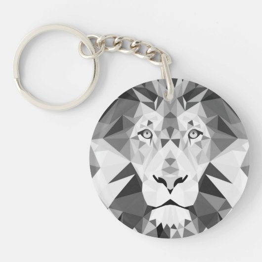 Porte-clés Tête de lion géométrique cool (Devant)