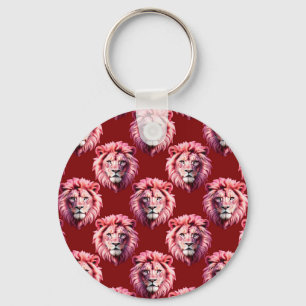 Porte-clés Tête de lion rose bordeaux Design 