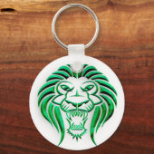 Porte-clés Tête de Lion Tribal Vert (Recto)
