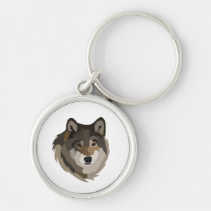 Porte-clés Tête de loup animal gris loup sauvage