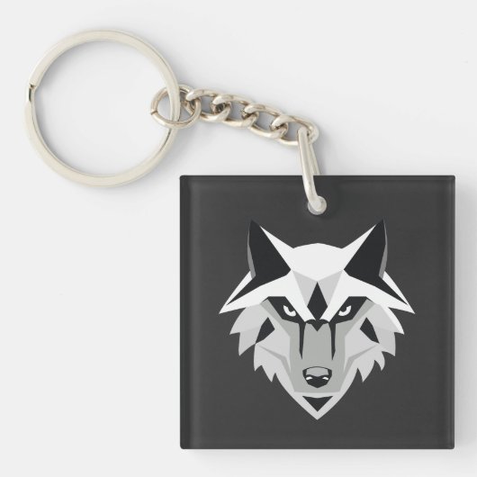 Porte-clés tête de loup argenté (Devant)