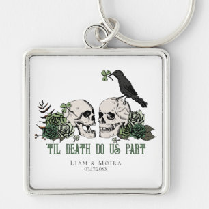 Porte-clés Tête de mort florale gothique de la Saint-Patrick
