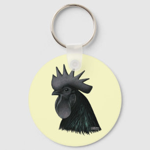 Porte-clés Tête de Rooster Ayam Cemani