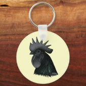 Porte-clés Tête de Rooster Ayam Cemani (Recto)