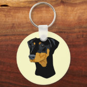 Porte-clés Tête Doberman, Noir, Non-Recadrée (Recto)
