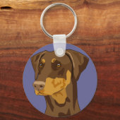 Porte-clés Tête Doberman, Rouge, Non-Recadrée (Recto)