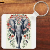 Porte-clés Tête Et Fleurs D'Éléphant (Verso)