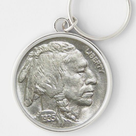 PORTE-CLÉS TÊTE INDIENNE NICKEL (Devant)
