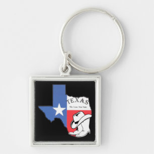 Porte-clés Texas : Drapeau et silhouette du Texas