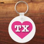Porte-clés Texas Hot Pink Heart - J'aime TX (Recto)