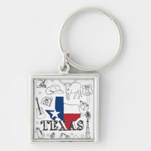 Porte-clés Texas Illustration Doodles of Texas Texas Motif