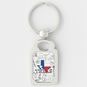 Porte-clés Texas Illustration Doodles of Texas Texas Motif