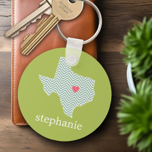 Porte-clés Texas Love with Custom Heart and Family Name